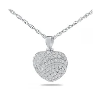 Sterling Silver .925 Cremation White Stone Heart 1 inch Pendant with 18 inch Necklace