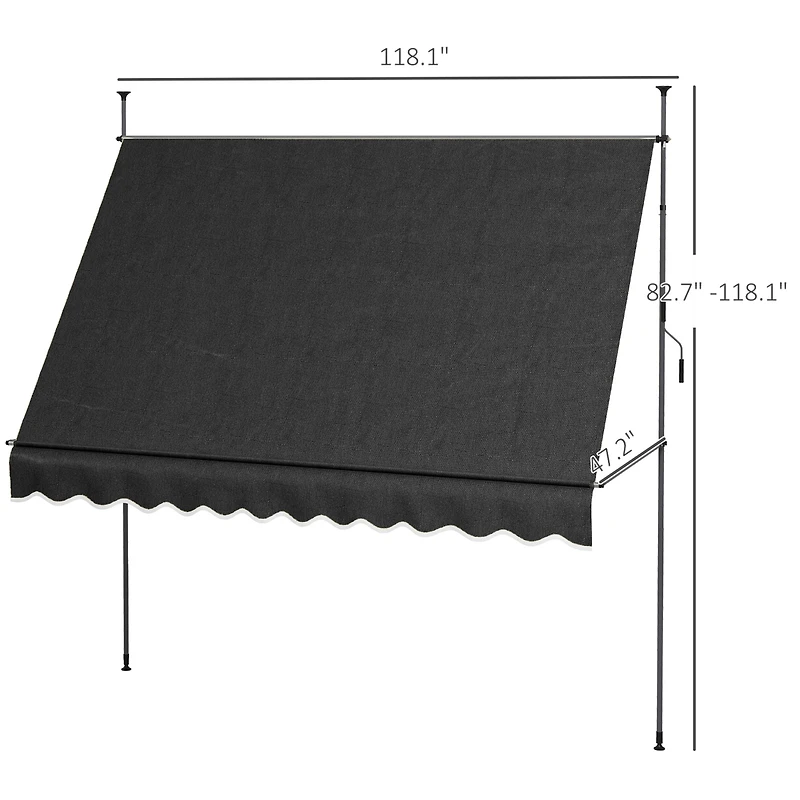 Outsunny 10' x 4' Retractable Awning, Non-Screw,