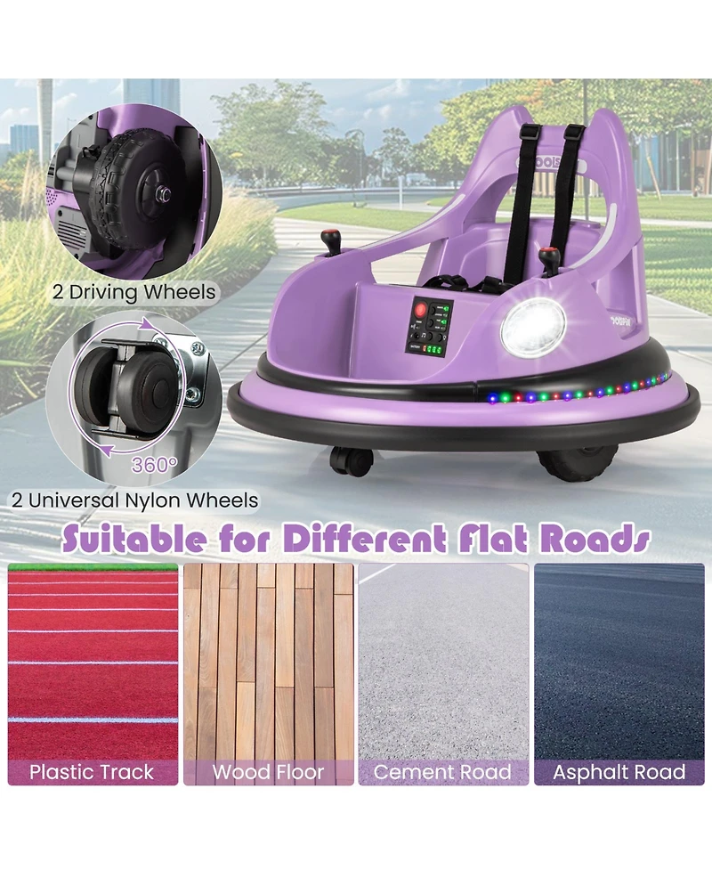 Hongge 12V Kids Ride On Bumper Car with Remote Control and Dual Joysticks