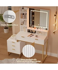 gaomon Makeup Vanity Desk with Mirror and Lights, Vanity Table with 5 Drawers