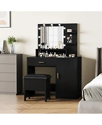 gaomon Vanity Desk, Makeup Vanity Desk with Mirror & Lights-3 Lighting Modes, Large Drawers