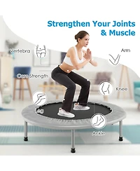 Gymax 38'' Folding Mini Trampoline Fitness Rebounder w/ Safety Pad Silver & Black