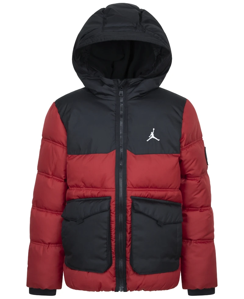 Jordan Big Boys Printed Full-Zip Hooded Puffer Jacket
