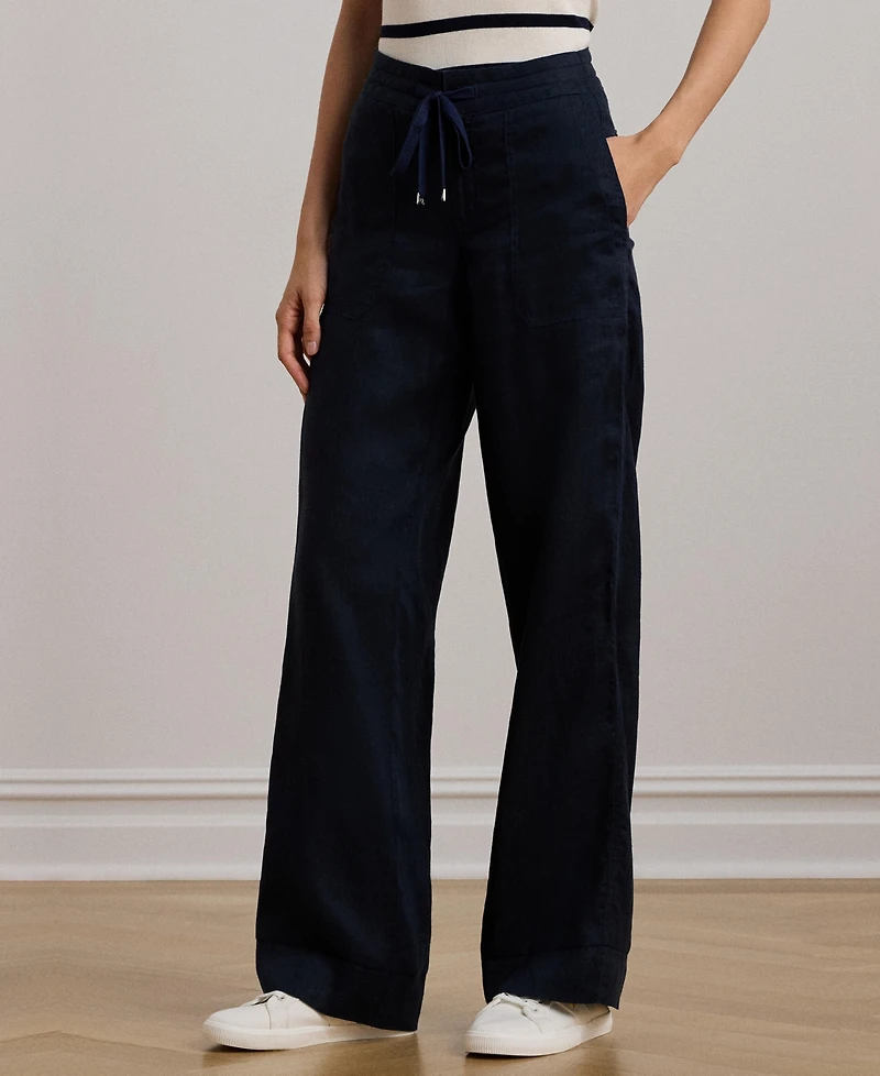 Lauren Ralph Wide-Leg 100% Linen Pants