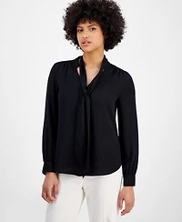 Bar Iii Women's Tie-Neck Long-Sleeve Blouse, Exclusively at Macy's