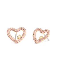 Coach Faux Stone Signature Pave Heart Stud Boxed Earrings