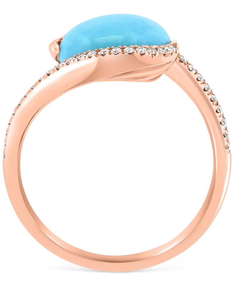 Effy Turquoise & Diamond (1/6 ct. t.w.) Statement Ring in 14k Rose Gold