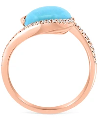 Effy Turquoise & Diamond (1/6 ct. t.w.) Statement Ring in 14k Rose Gold