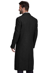 Braveman Big & Tall Double-Breasted Knee Length Wool Blend Three Button Long Overcoat Top Coat