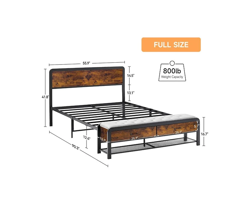 gaomon Curved Metal Twin Size Bed Frame with Headboard and Footboard, Platform Bed Frame with Storage, Steel Slats Support, No Box Spring Needed