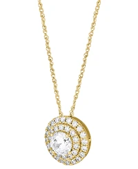 Grown With Love Lab Grown Diamond Double Halo Pendant Necklace (1-1/2 ct. t.w.) in 14k White or Yellow Gold, 16" + 2" extender