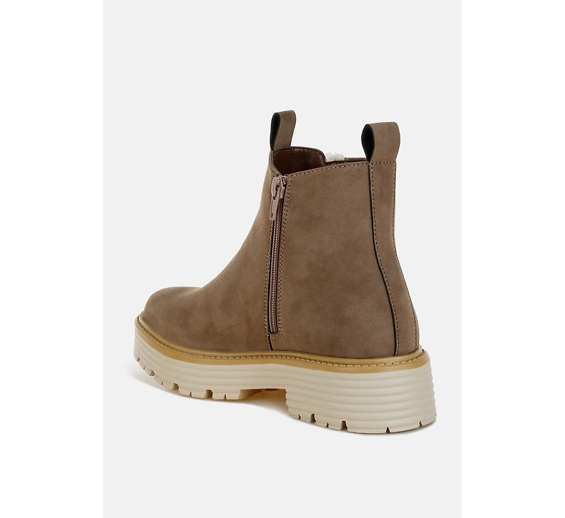 London Rag Mothman Faux Fur Detail Chunky Ankle Boots