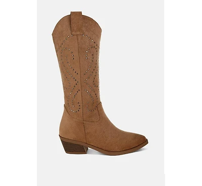 Lariat Studs Embellished Cowboy Boots Women