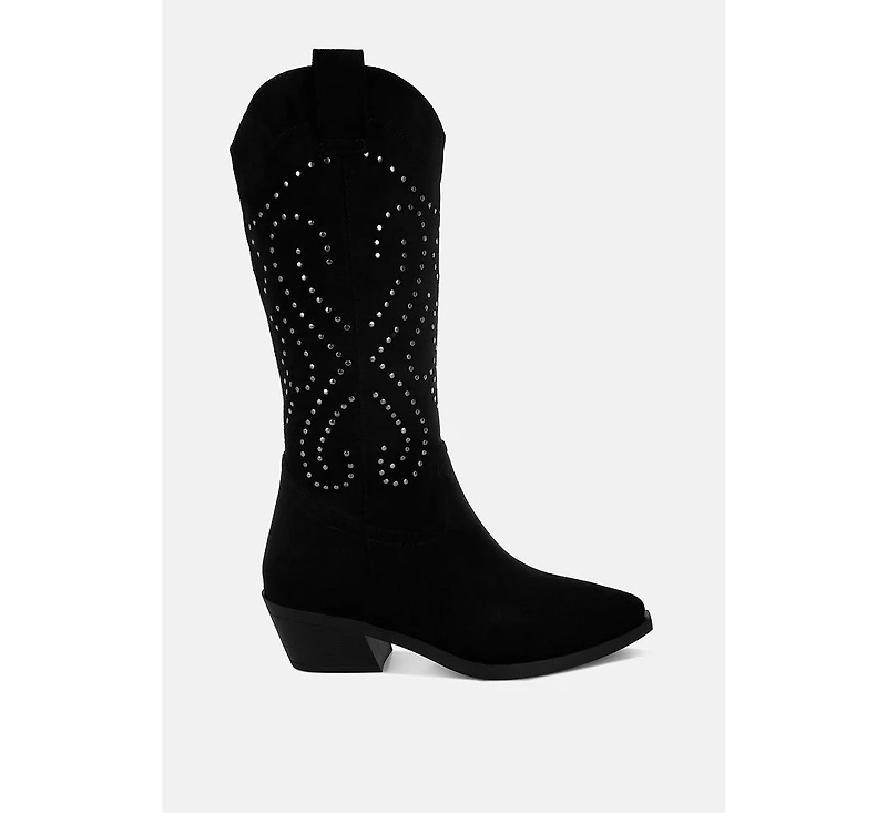Lariat Studs Embellished Cowboy Boots Women