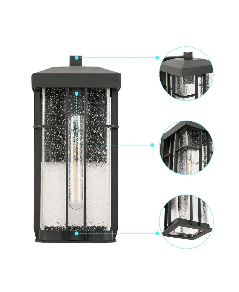 Flynama 1-Light Matte Black Metal not Motion Sensing Outdoor Hardwired Wall Sconce with No Bulbs Included