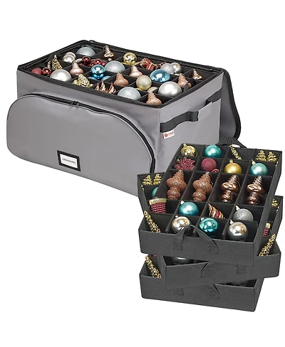 Christmas Ornament Storage Box with 3 Trays Holds Up to 72-4 Inch Ornaments