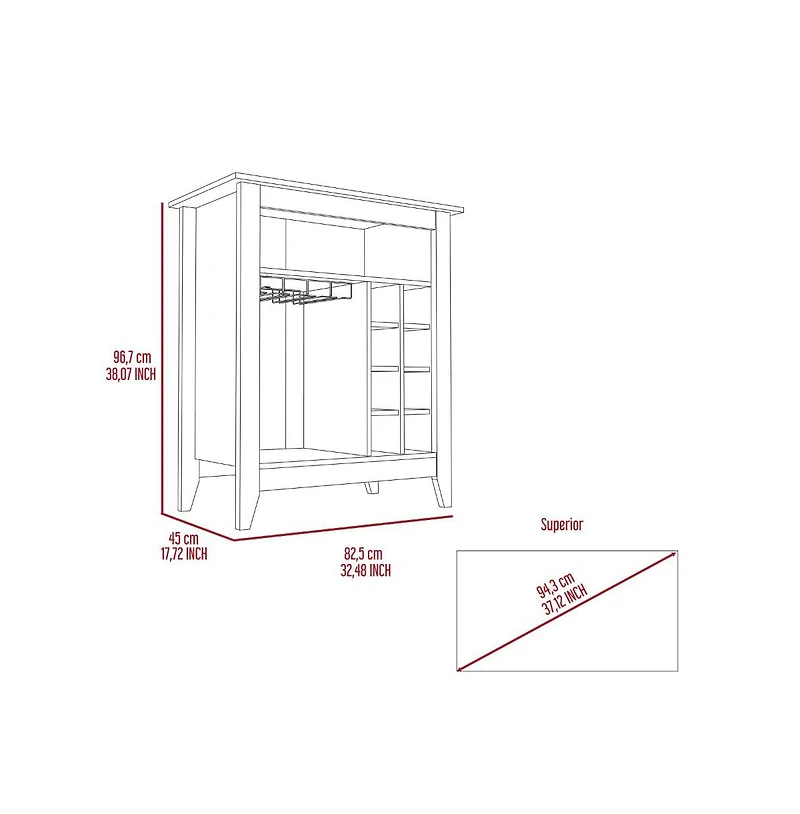 Depot E-shop Mojito Bar Cabinet, Six Built-in Wine Rack, One Open Drawer, Shelf