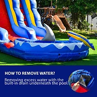 HeroKiddo 15 Ocean Shark Commercial Grade Water Slide with Splash Pool for Kids and Adults (with Blower), Wet Dry Combo, Big Inflatable, Outdoor Indoo