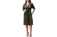 Kiyonna Women's Angelic Velvet Midi Cocktail Dress with Pockets