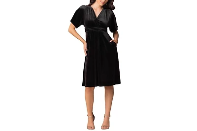 Kiyonna Women's Angelic Velvet Midi Cocktail Dress with Pockets