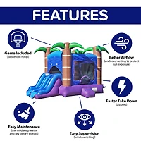 HeroKiddo Enchanted Forest Commercial Grade Bounce House with Dual Slide for Kids and Adults (with Blower), 100% Pvc Vinyl, Basketball Hoop, Outdoor I