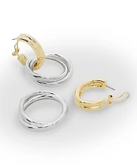 Robert Lee Morris Soho Two Tone Ribbed Doorknocker Earrings