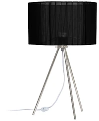 Creekwood Home 19.69" Contemporary Brushed Nickel Pedestal Table Lamp