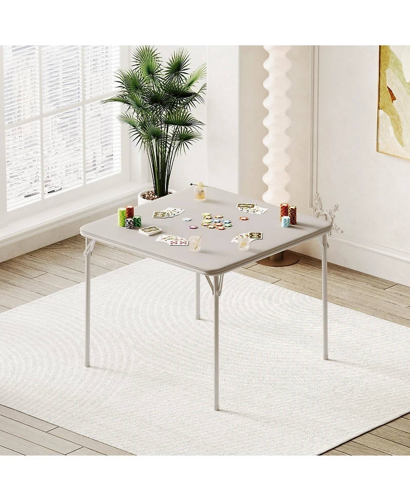 gaomon Folding Table, 33.6 Inch Folding Card Table, Portable Square Folding Table with Pu Soft Cushion,2 chairs