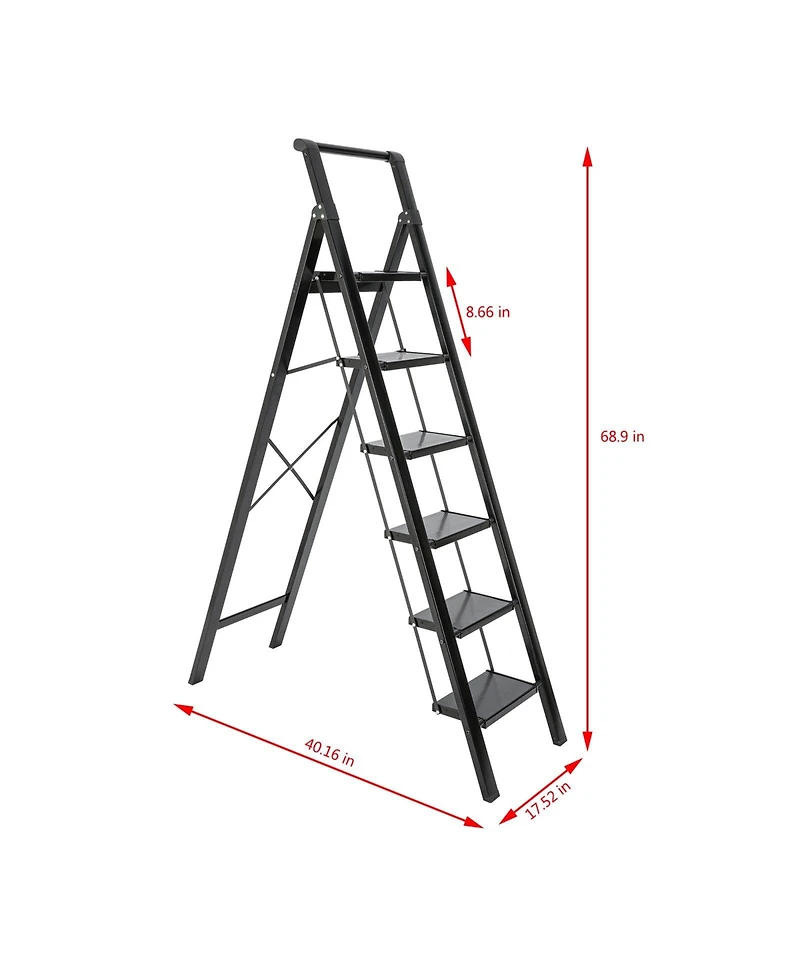 Flynama 5 Step Stool Folding Step Stool with Handrails, Sturdy Step Stool for Adult, Gorilla Ladders 500LBS Capacity Sturdy& Portable Ladder for Home