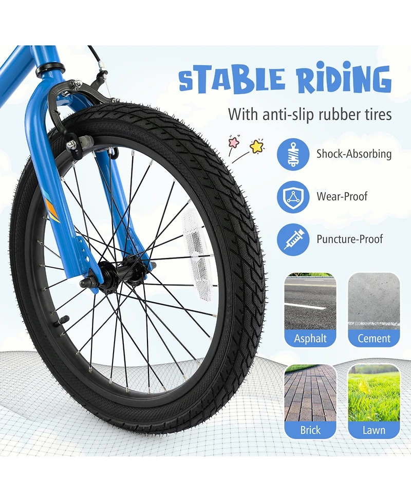 16/18 Inch Kids Bike Led Lighted Adjustable with Training Wheels for 4-8 Years Old Kids