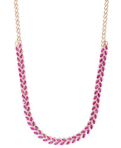 Effy Ruby (13-7/8 ct. t.w.) & Diamond (2-1/3 ct. t.w.) 18" Statement Necklace in 14k Rose Gold