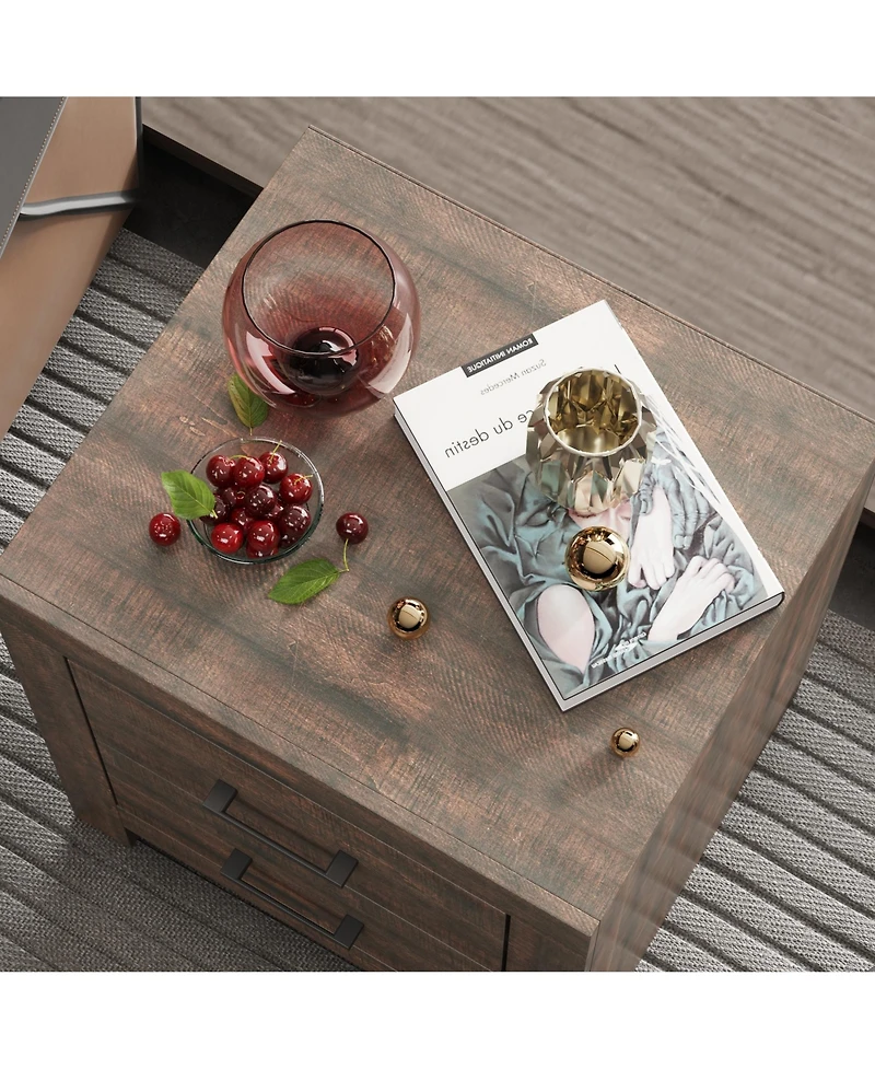 Homsee Brown Wood Accent Storage Dresser Organizer With 2 Drawers