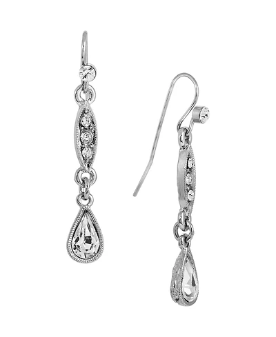 2028 Crystal Linear Silver-Tone Earrings