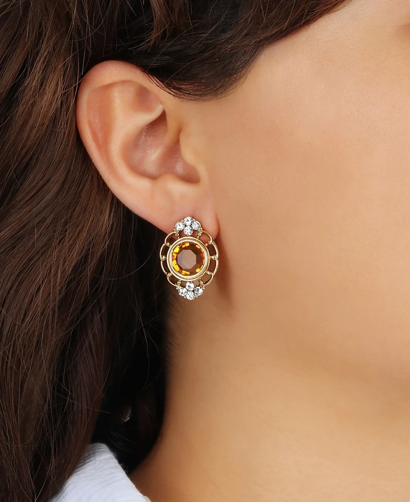 2028 Crystal Filigree Button Earrings