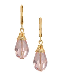 2028 Gold-Tone Crystal Faceted Drop Earrings