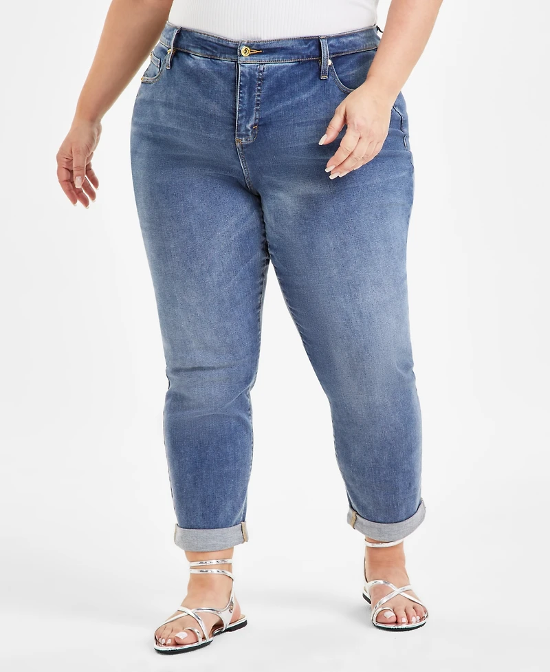I.n.c. International Concepts Plus Slim Tech Rolled-Cuff Boyfriend Jeans, Created for Macy's