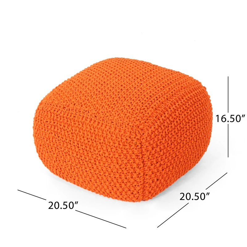 Hollis Knitted Cotton Pouf Cube 20 X 20 X 16 Pouf