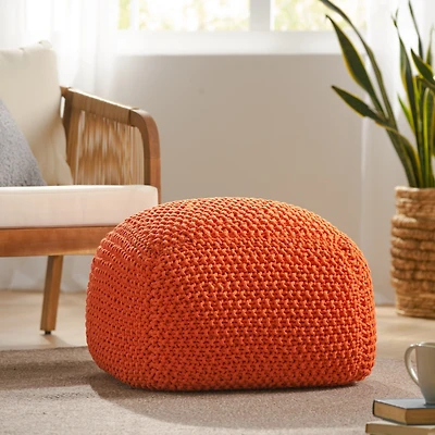 Hollis Knitted Cotton Pouf Cube 20 X 20 X 16 Pouf