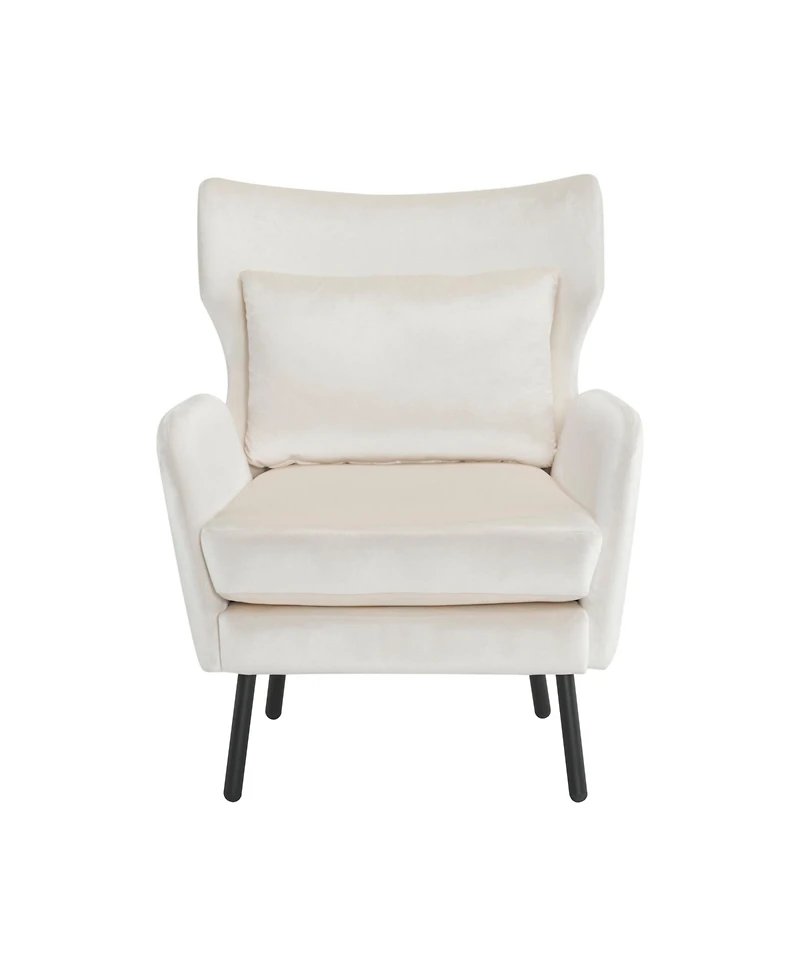 Streamdale Beige Velvet Wingback Accent Chair