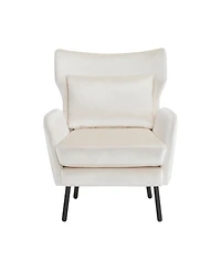 Streamdale Beige Velvet Wingback Accent Chair