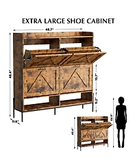 gaomon Shoe Cabinet with 4 Flip Drawers,Freestanding Shoe Storage Cabinet Organizer for Entryway,Shoe Rack Cabinet,Dry and wet Separation Shoe Organiz