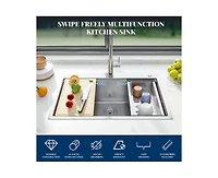 gaomon Kitchen Sink, Inch Brushed Nickel Topmount Kitchen Bar Sink with Single-tier Track, Stainless Steel 16 Guage Single Bowl Kitchen Sinks