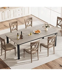 Industrial Dining Table for 68 People, 78.7" Long Kitchen Table, Wood Dining Table, Kitchen & Dining Room Table