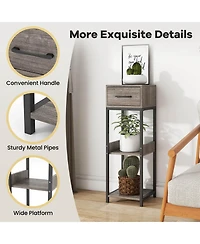 Costway 1 Pack 3 Tier Indoor Tall Plant Stand with Drawer Anti-tipping Devices Display Shelf