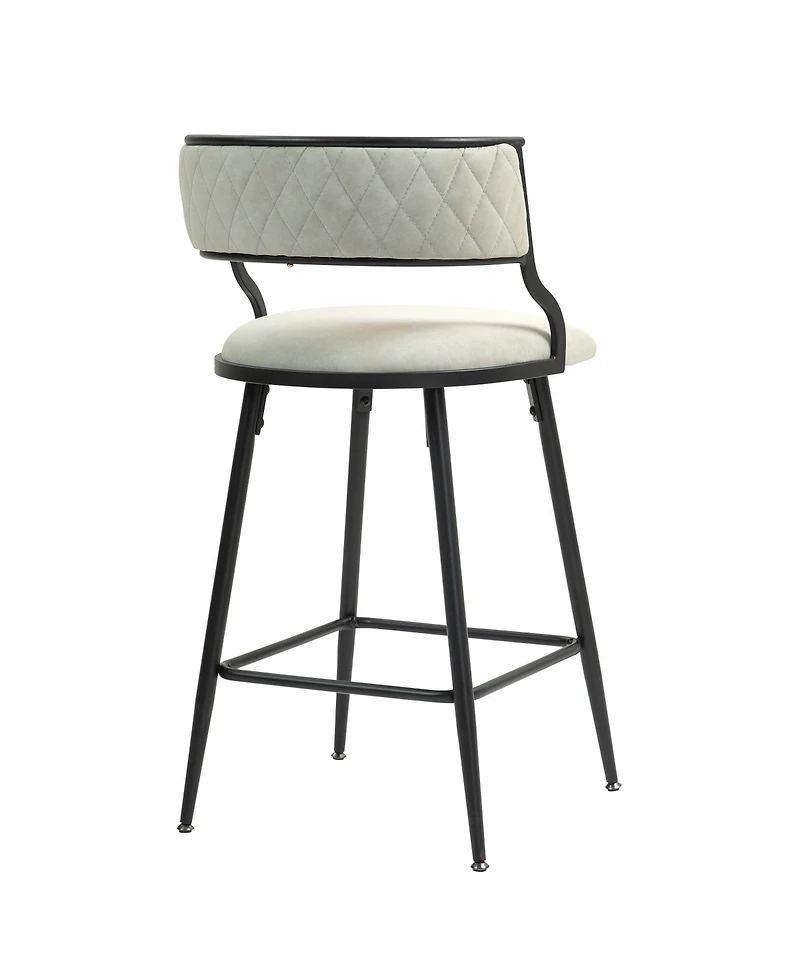 Streamdale Furniture Set Of 2, 26" Counter height bar stools Pu cover kitchen island counter bar stool with black powder coating base and footrest(Bei