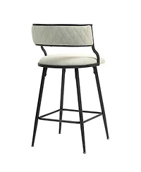 Streamdale Furniture Set Of 2, 26" Counter height bar stools Pu cover kitchen island counter bar stool with black powder coating base and footrest(Bei