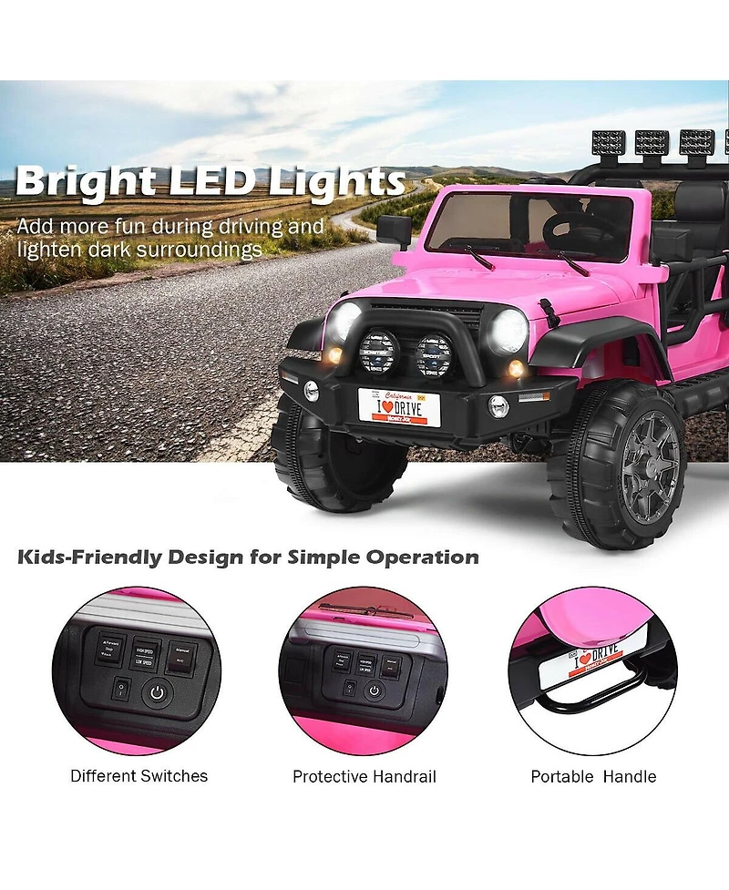 Hongge 12V 2-Seater Ride-On Truck with Remote Control, Storage, and Music Player