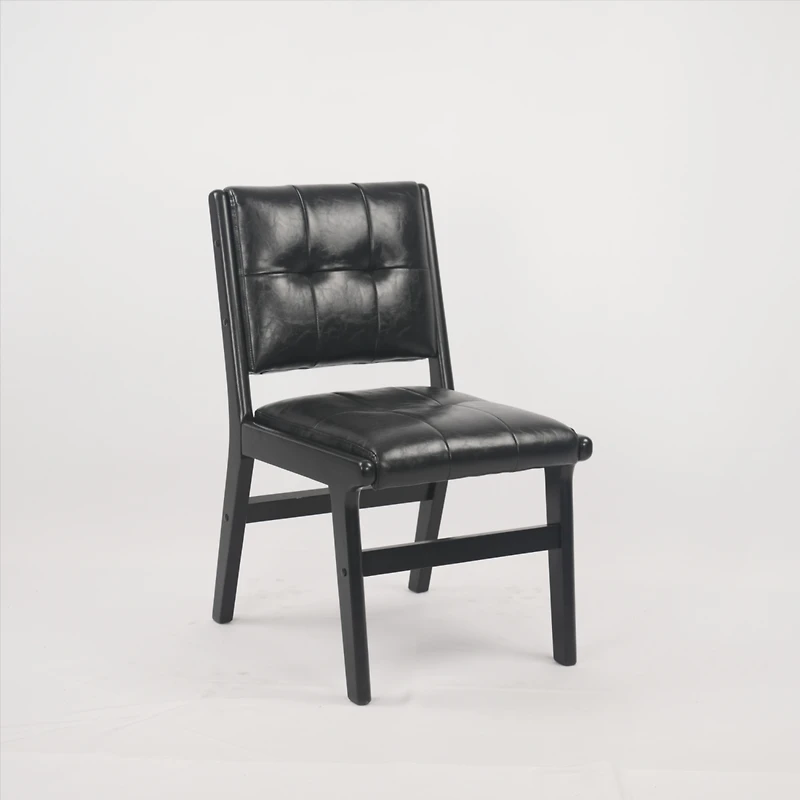 Streamdale Pu Dining Chair Set with Wooden Legs (2)