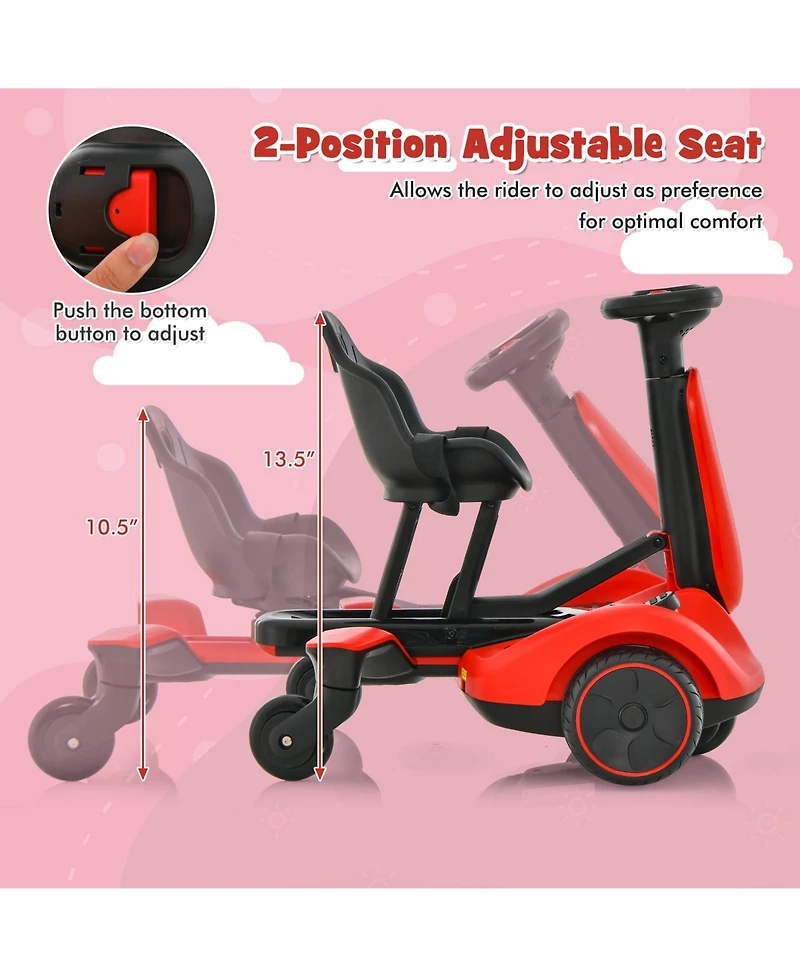 Hongge 6V Kids Ride on Drift Car with 360° Spin and 2 Adjustable Heights