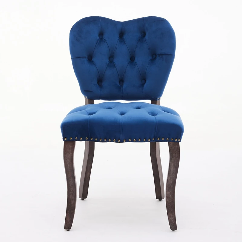 Streamdale French Tufted Fabric Dining Chairs, Set of 2, Blue